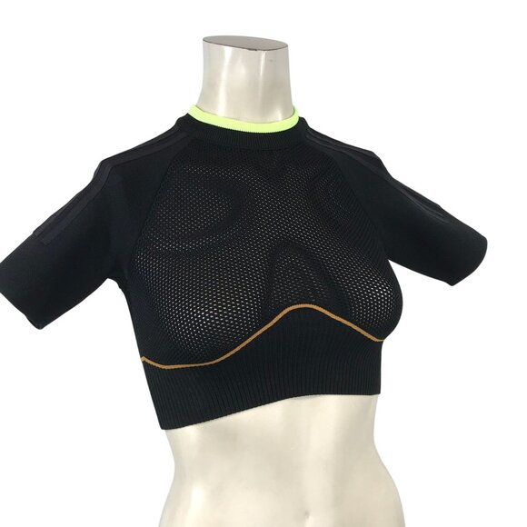 ADIDAS X IVY PARK - WOMEN'S XS - 3 STRIPES CROP TEE -BLACK - Picture 1 of 7